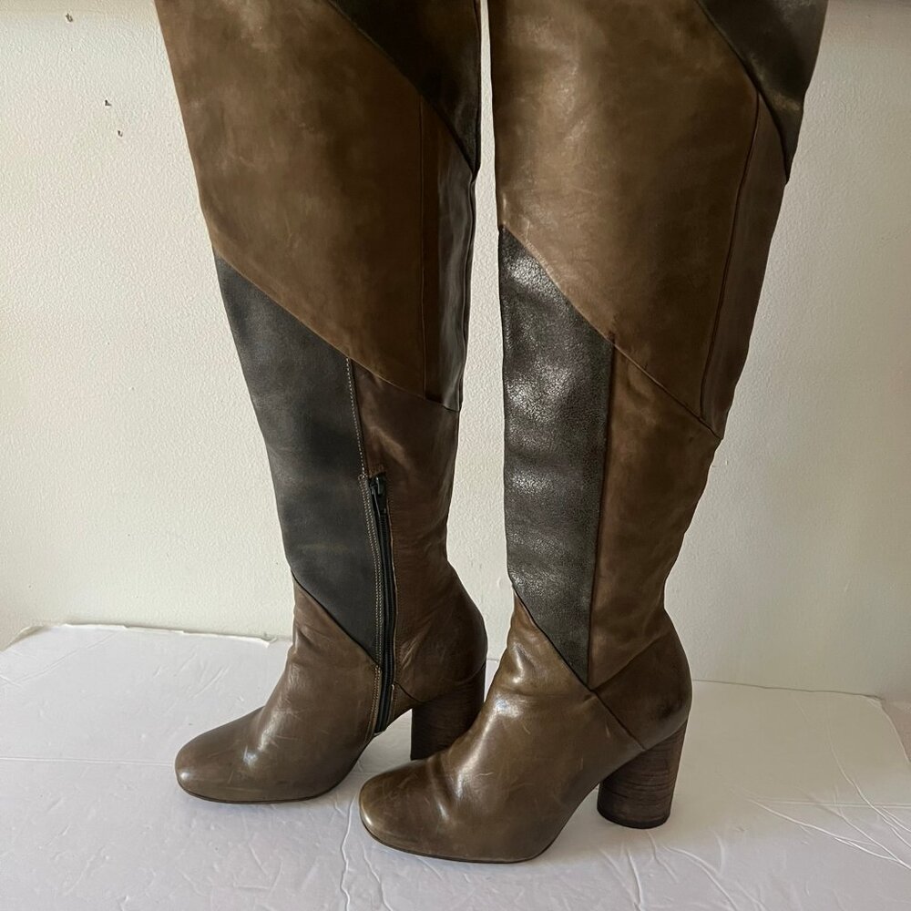 $400 Free People Patchwork Olive Pattern Tall Kne… - image 7